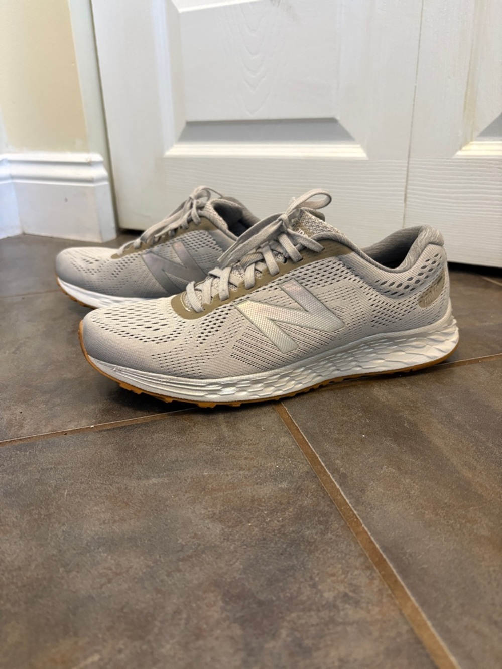 New Balance Gray and Gum-Trim Running Shoes
